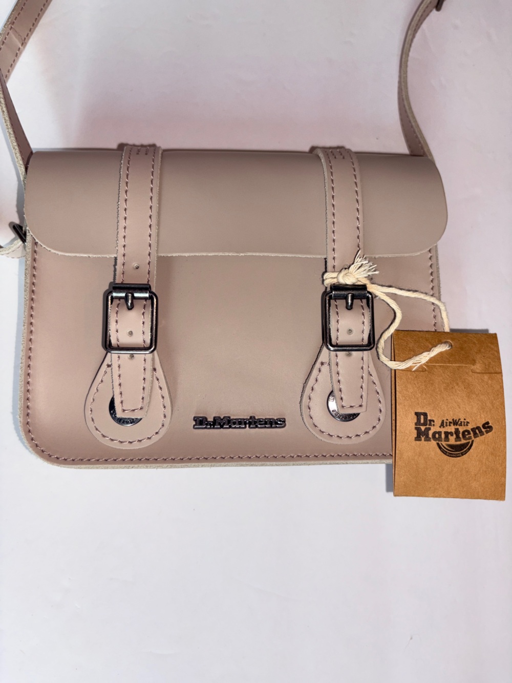 Dr. Martens Leather 7” Satchel Crossbody Bag Taupe NWT